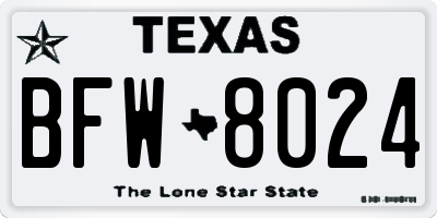 TX license plate BFW8024