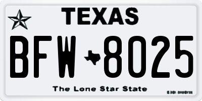 TX license plate BFW8025