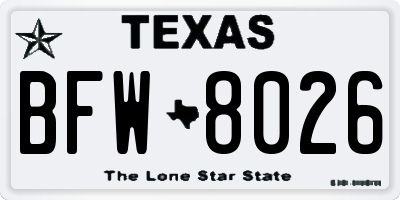 TX license plate BFW8026