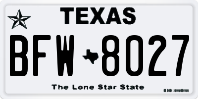 TX license plate BFW8027