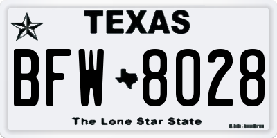 TX license plate BFW8028
