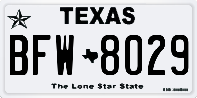TX license plate BFW8029