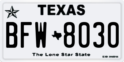 TX license plate BFW8030