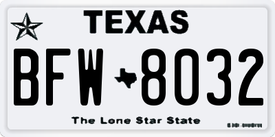 TX license plate BFW8032