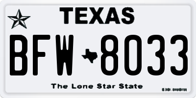 TX license plate BFW8033