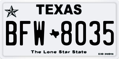 TX license plate BFW8035