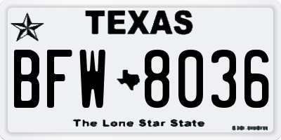 TX license plate BFW8036