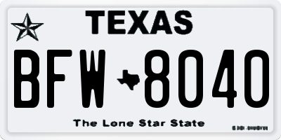 TX license plate BFW8040