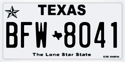 TX license plate BFW8041