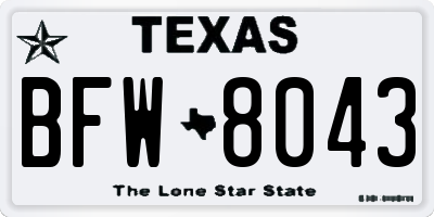 TX license plate BFW8043