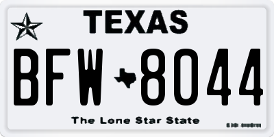 TX license plate BFW8044