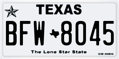 TX license plate BFW8045