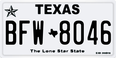 TX license plate BFW8046