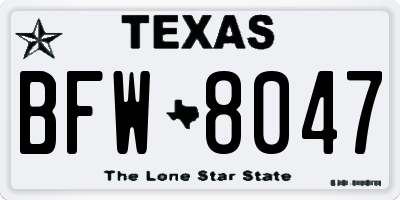 TX license plate BFW8047