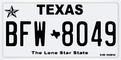 TX license plate BFW8049