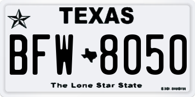 TX license plate BFW8050