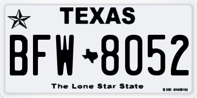 TX license plate BFW8052