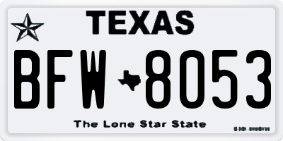 TX license plate BFW8053