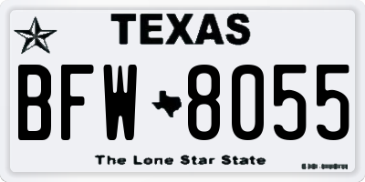 TX license plate BFW8055