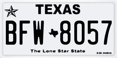 TX license plate BFW8057