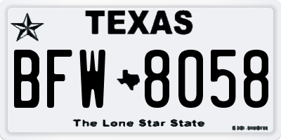 TX license plate BFW8058
