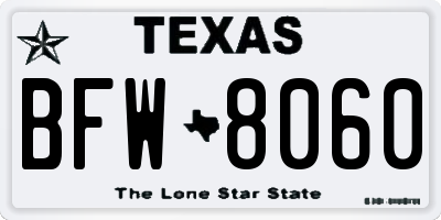 TX license plate BFW8060