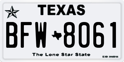 TX license plate BFW8061