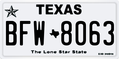 TX license plate BFW8063