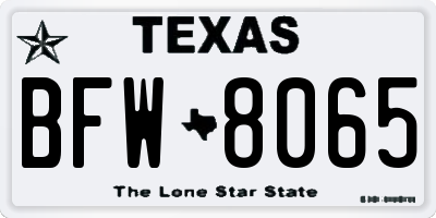 TX license plate BFW8065