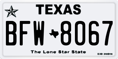 TX license plate BFW8067