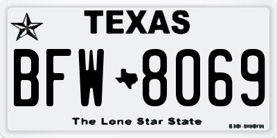 TX license plate BFW8069