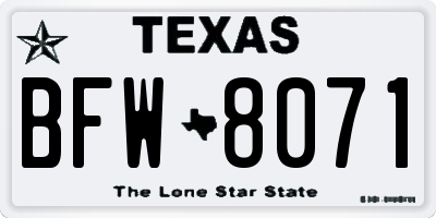 TX license plate BFW8071