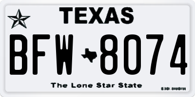 TX license plate BFW8074
