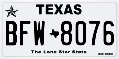 TX license plate BFW8076