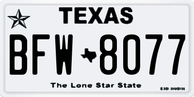 TX license plate BFW8077