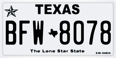 TX license plate BFW8078