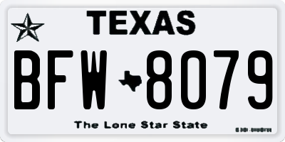 TX license plate BFW8079