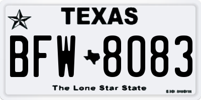 TX license plate BFW8083