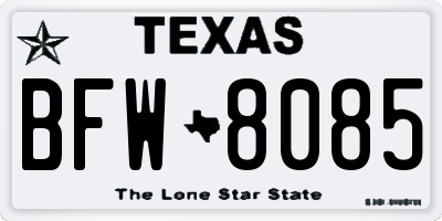 TX license plate BFW8085
