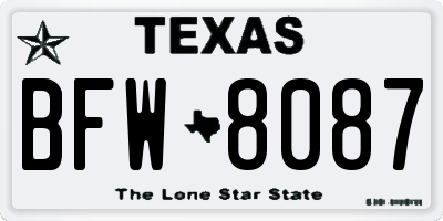 TX license plate BFW8087