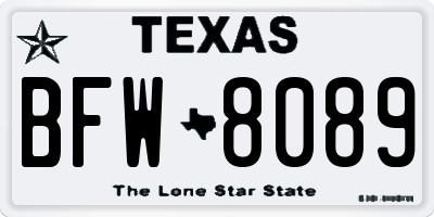 TX license plate BFW8089