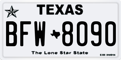 TX license plate BFW8090
