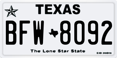 TX license plate BFW8092