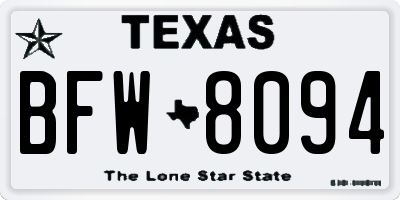 TX license plate BFW8094