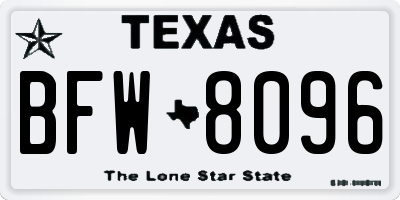 TX license plate BFW8096