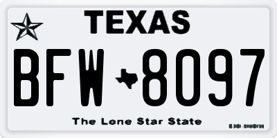 TX license plate BFW8097