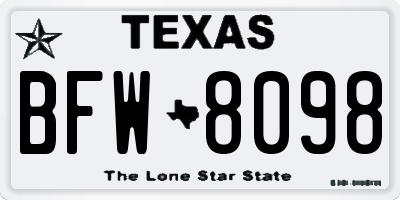 TX license plate BFW8098