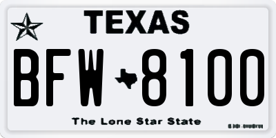 TX license plate BFW8100