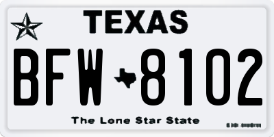 TX license plate BFW8102