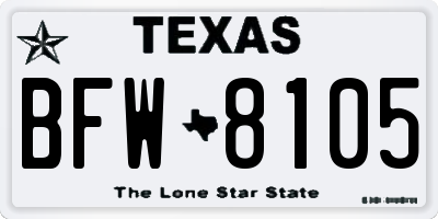 TX license plate BFW8105